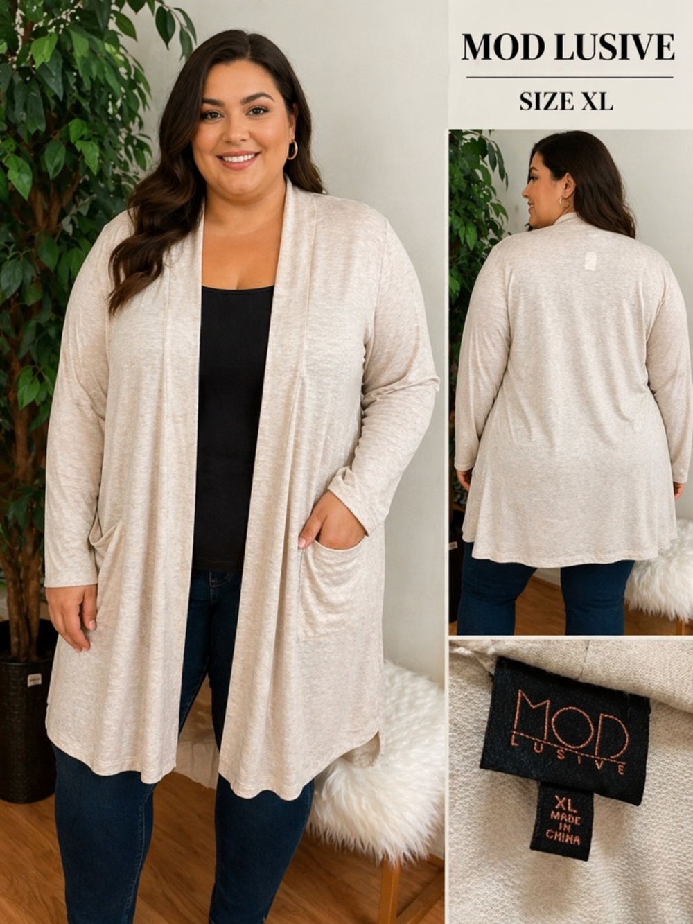 MOD Lusive Woman’s XL open front cardigan long sleeve pockets